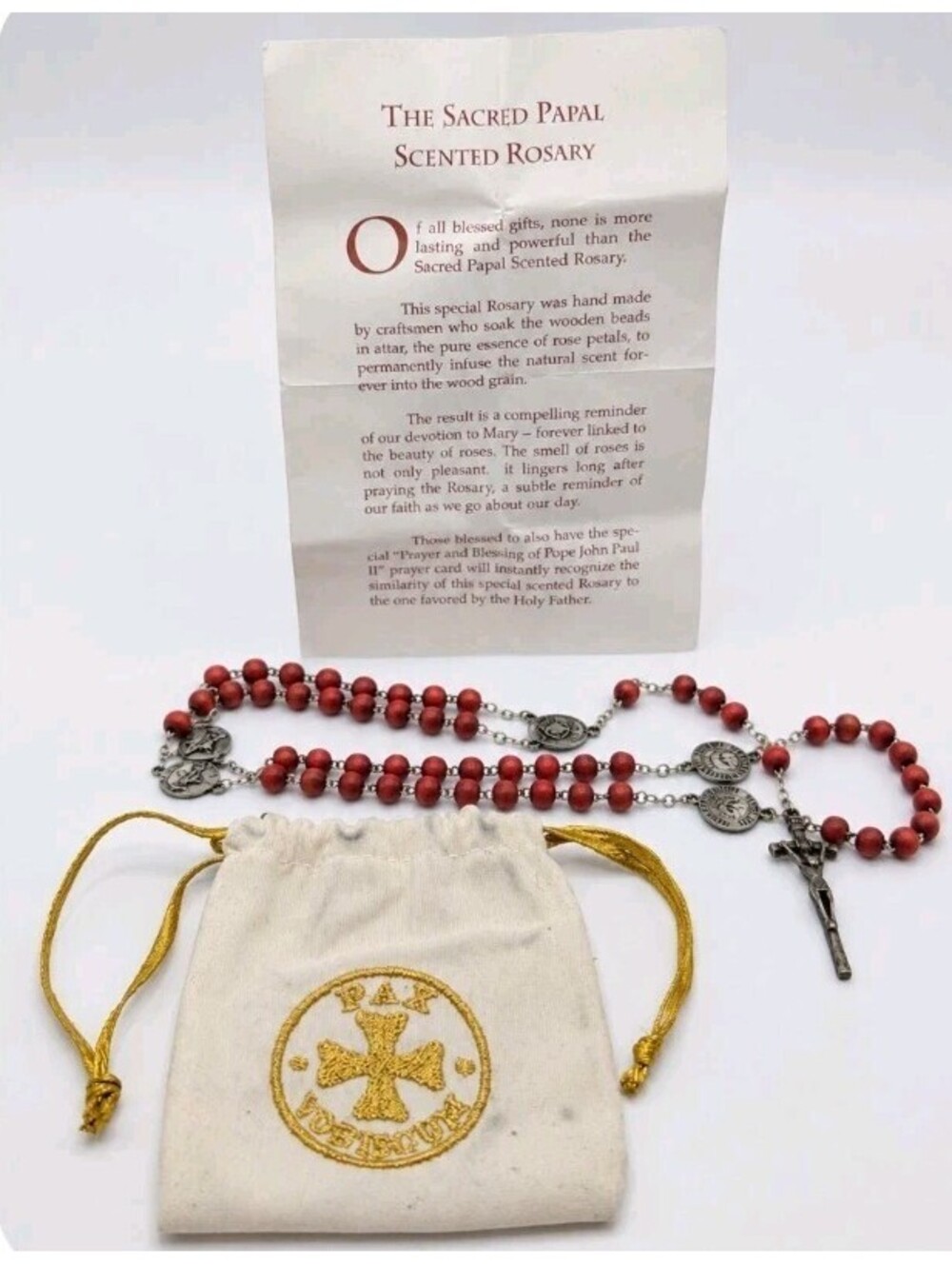 Sacred Papal Scented Rosary Pope John Paul II Jubilee 2000 w/ Pouch & Card